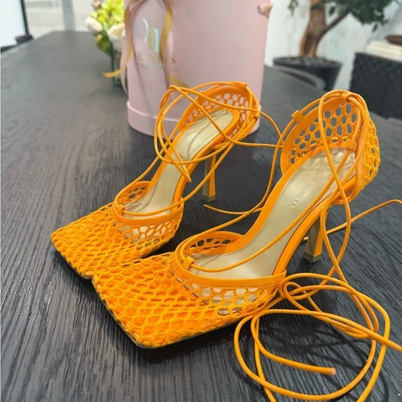 Elegant Orange Bottega VenetaStretch Sandals